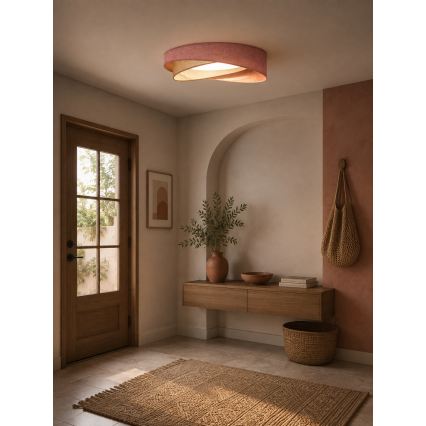 BRILAGI - LED Stmívatelné stropní svítidlo VELVET TWIST LED/36W/230V 3000-6000K pr. 65 cm Wi-Fi Tuya Beacon růžová/krémová + dálkové ovládání