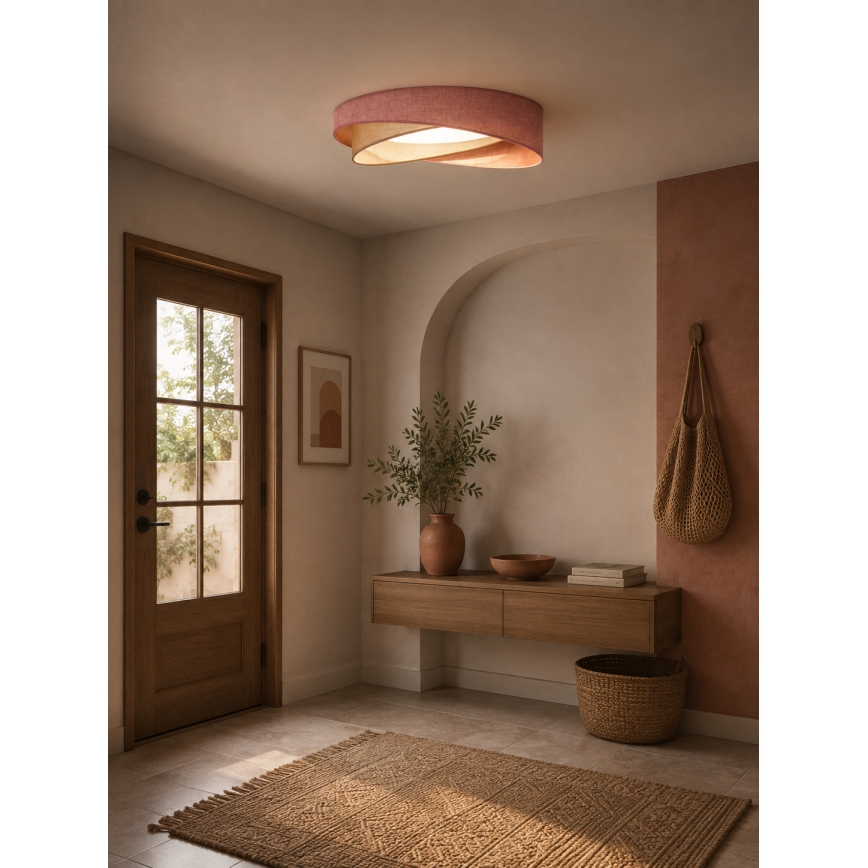 BRILAGI - LED Stmívatelné stropní svítidlo VELVET TWIST LED/36W/230V 3000-6000K pr. 65 cm Wi-Fi Tuya Beacon růžová/krémová + dálkové ovládání