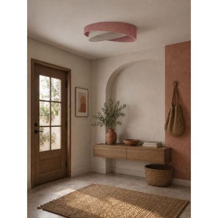 BRILAGI - LED Stmívatelné stropní svítidlo VELVET TWIST LED/36W/230V 3000-6000K pr. 65 cm Wi-Fi Tuya Beacon růžová/krémová + dálkové ovládání