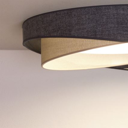 Brilagi - LED Stmívatelné stropní svítidlo VELVET TWIST LED/36W/230V 3000-6000K pr. 65 cm Wi-Fi Tuya Beacon šedá/krémová + dálkové ovládání