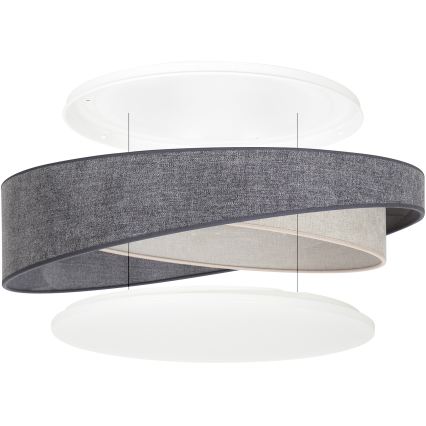Brilagi - LED Stmívatelné stropní svítidlo VELVET TWIST LED/36W/230V 3000-6000K pr. 65 cm Wi-Fi Tuya Beacon šedá/krémová + dálkové ovládání