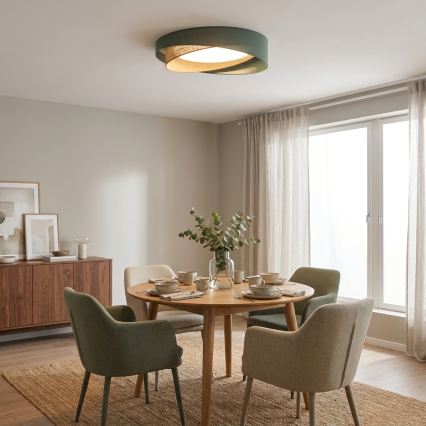 Brilagi - LED Stmívatelné stropní svítidlo VELVET TWIST LED/36W/230V 3000-6000K pr. 65 cm Wi-Fi Tuya Beacon zelená/béžová + dálkové ovládání