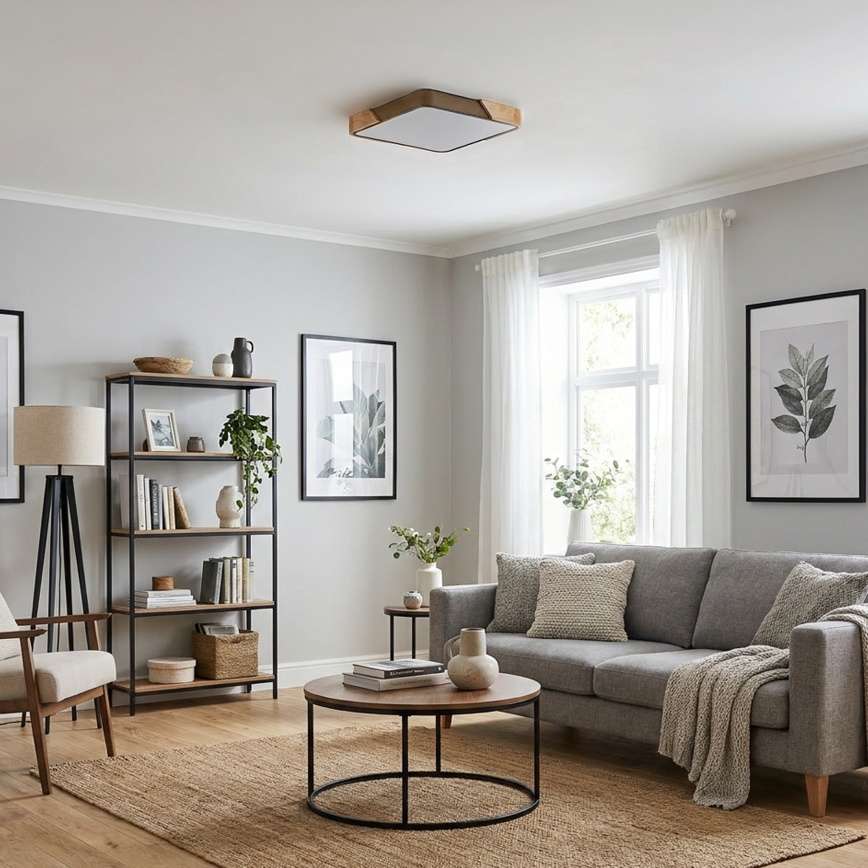 BRILAGI - LED Stmívatelné stropní svítidlo PILANA SQUARE LED/48W/230V 3000-6500K dub/béžová 42x42 cm + dálkové ovládání