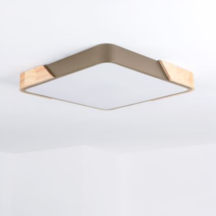 BRILAGI - LED Stmívatelné stropní svítidlo PILANA SQUARE LED/48W/230V 3000-6500K dub/béžová 42x42 cm + dálkové ovládání