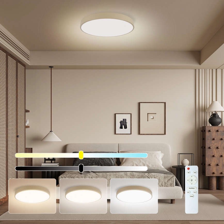 Brilagi - LED Stmívatelné stropní svítidlo POOL LED/48W/230V 3000-6000K pr. 40 cm béžová + dálkové ovládání