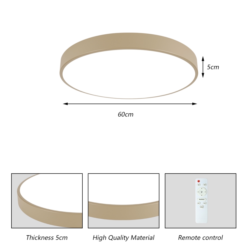 Brilagi - LED Stmívatelné stropní svítidlo POOL LED/60W/230V 3000-6000K pr. 60 cm béžová + dálkové ovládání