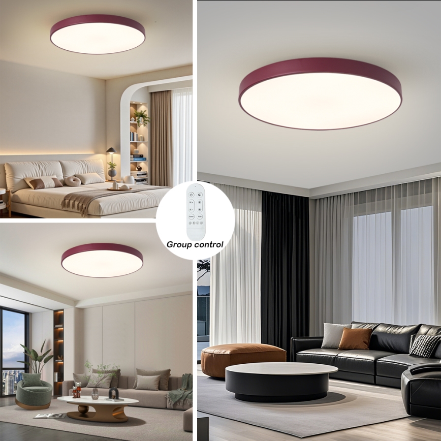 Brilagi - LED Stmívatelné svítidlo POOL SMART LED/100W/230V pr. 80 cm Wi-Fi Tuya + dálkové ovládání burgundy