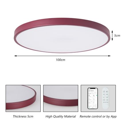 Brilagi - LED Stmívatelné svítidlo POOL SMART LED/128W/230V pr. 100 cm Wi-Fi Tuya + dálkové ovládání burgundy