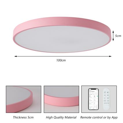 Brilagi - LED Stmívatelné svítidlo POOL SMART LED/128W/230V pr. 100 cm Wi-Fi Tuya + dálkové ovládání růžová