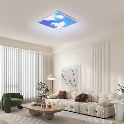 Brilagi - LED Stmívatelné stropní svítidlo SLIMFRAME SKY LED/58W/230V 60x60 cm 3000-6000K stříbrná/modrá + dálkové ovládání
