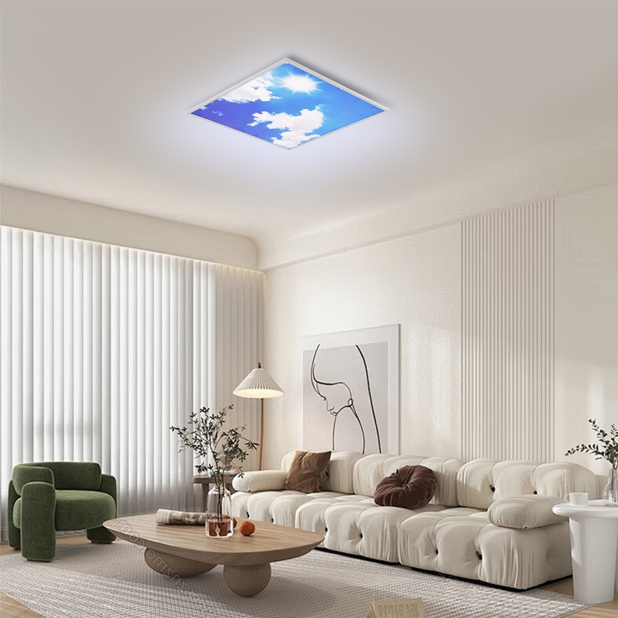 Brilagi - LED Stmívatelné stropní svítidlo SLIMFRAME SKY LED/58W/230V 60x60 cm 3000-6000K stříbrná/modrá + dálkové ovládání