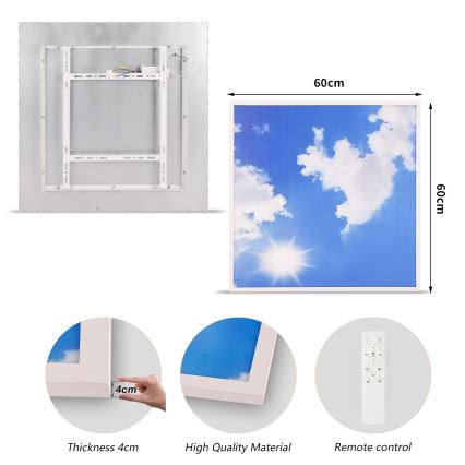 Brilagi - LED Stmívatelné stropní svítidlo SLIMFRAME SKY LED/58W/230V 60x60 cm 3000-6000K stříbrná/modrá + dálkové ovládání