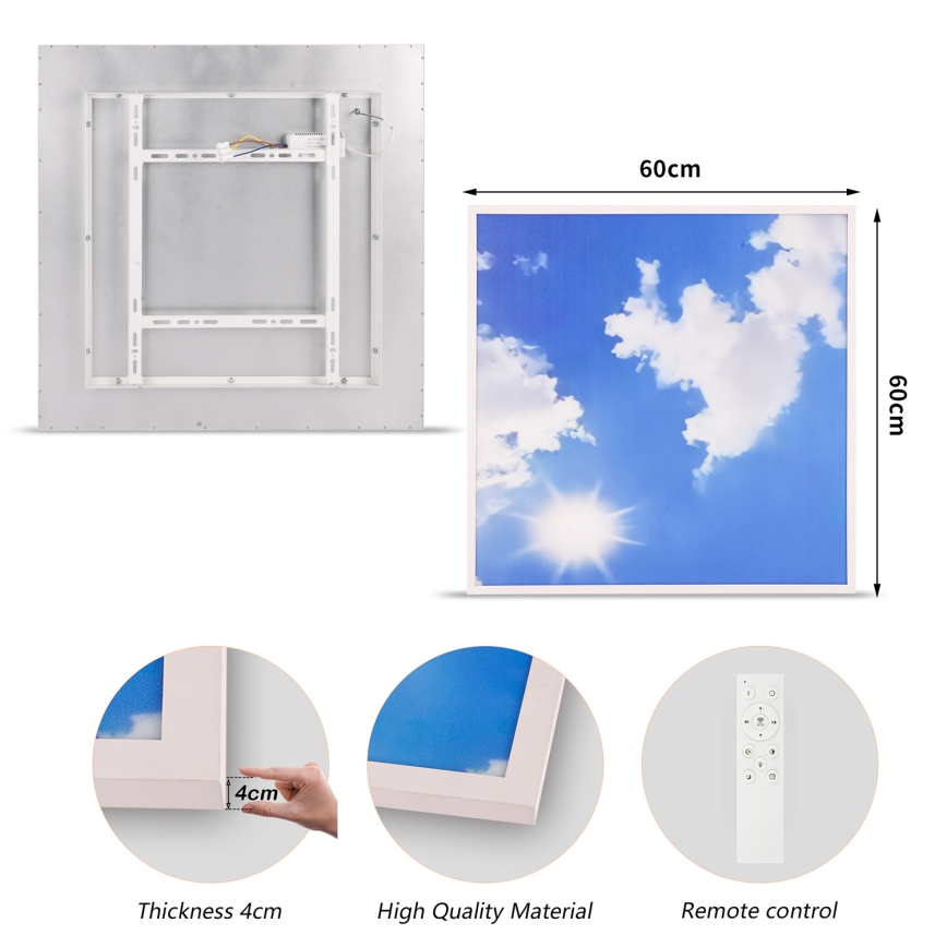 Brilagi - LED Stmívatelné stropní svítidlo SLIMFRAME SKY LED/58W/230V 60x60 cm 3000-6000K stříbrná/modrá + dálkové ovládání