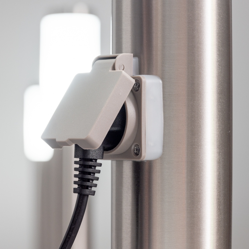 BRILAGI - LED Stmívatelná venkovní lampa se zásuvkou ELIA 1xE27/6W/230V 2700-6500K IP44 Wi-Fi 50 cm matný chrom