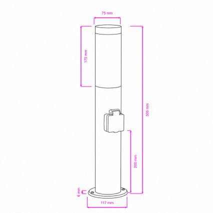 BRILAGI - LED Stmívatelná venkovní lampa se zásuvkou ELIA 1xE27/6W/230V 2700-6500K IP44 Wi-Fi 50 cm matný chrom