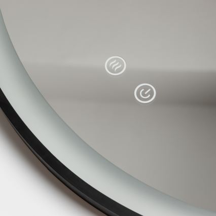 Brilagi - LED Koupelnové vyhřívané zrcadlo ALU PRO LED/18W/230V pr. 60 cm černá IP44 CRI 90 stmívatelné + CCT