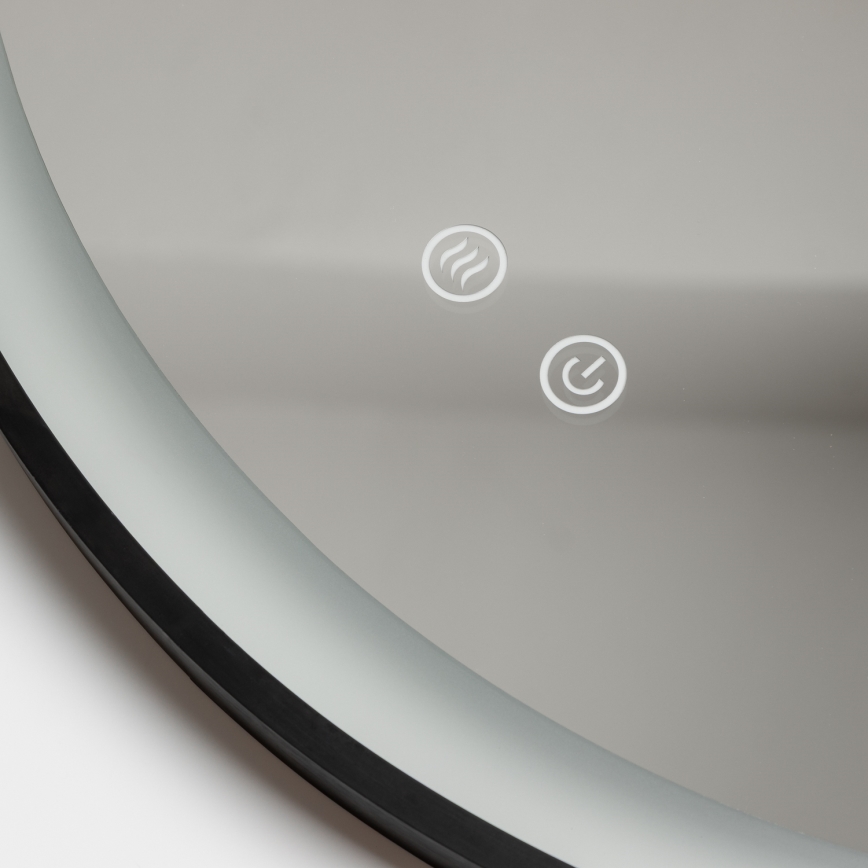 Brilagi - LED Koupelnové vyhřívané zrcadlo ALU PRO LED/18W/230V pr. 60 cm černá IP44 CRI 90 stmívatelné + CCT