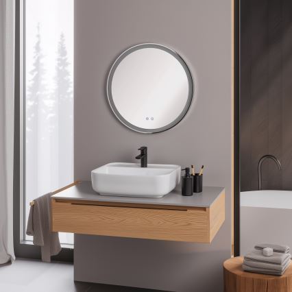 Brilagi - LED Koupelnové vyhřívané zrcadlo ALU PRO LED/18W/230V pr. 60 cm lesklý chrom IP44 CRI 90 stmívatelné + CCT