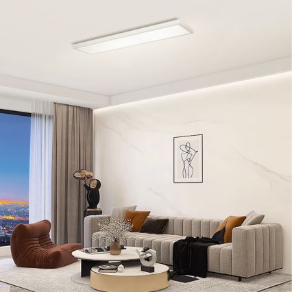 Brilagi - LED Stmívatelné koupelnové stropní svítidlo FRAME SMART LED/50W/230V 120x30 cm 3000-6000K IP44 stříbrná + dálkové ovládání