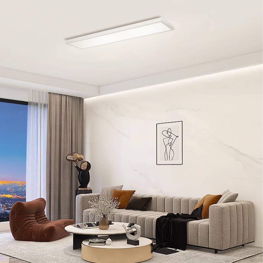 Brilagi - LED Stmívatelné koupelnové stropní svítidlo FRAME SMART LED/50W/230V 120x30 cm 3000-6000K IP44 stříbrná + dálkové ovládání