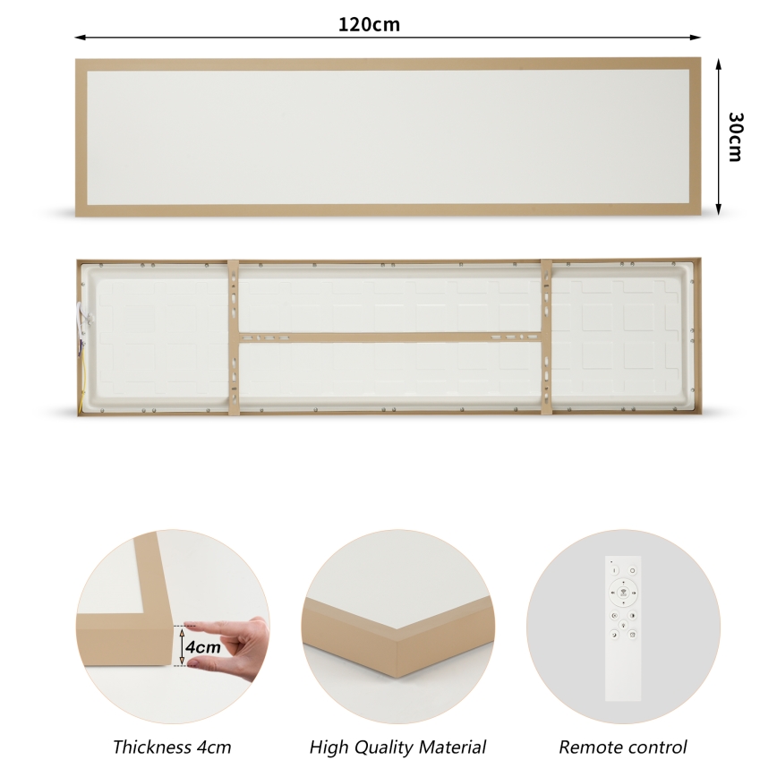 Brilagi - LED Stmívatelné koupelnové stropní svítidlo FRAME SMART LED/50W/230V 120x30 cm 3000-6000K IP44 béžová + dálkové ovládání