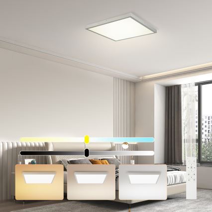 Brilagi - LED Stmívatelné koupelnové stropní svítidlo FRAME SMART LED/50W/230V 60x60 cm 3000-6000K IP44 stříbrná + dálkové ovládání