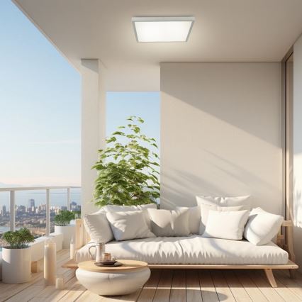 Brilagi - LED Stmívatelné koupelnové stropní svítidlo FRAME SMART LED/50W/230V 60x60 cm 3000-6000K IP44 stříbrná + dálkové ovládání