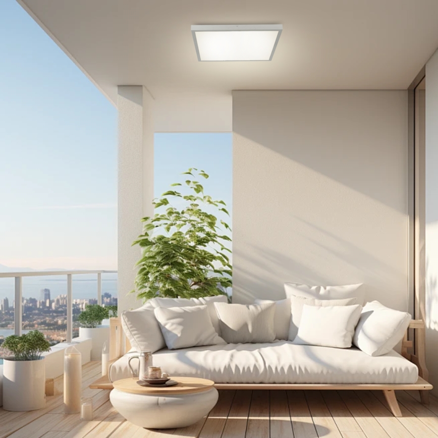 Brilagi - LED Stmívatelné koupelnové stropní svítidlo FRAME SMART LED/50W/230V 60x60 cm 3000-6000K IP44 stříbrná + dálkové ovládání