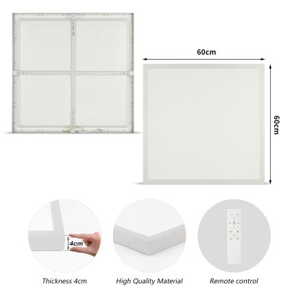 Brilagi - LED Stmívatelné koupelnové stropní svítidlo FRAME SMART LED/50W/230V 60x60 cm 3000-6000K IP44 stříbrná + dálkové ovládání