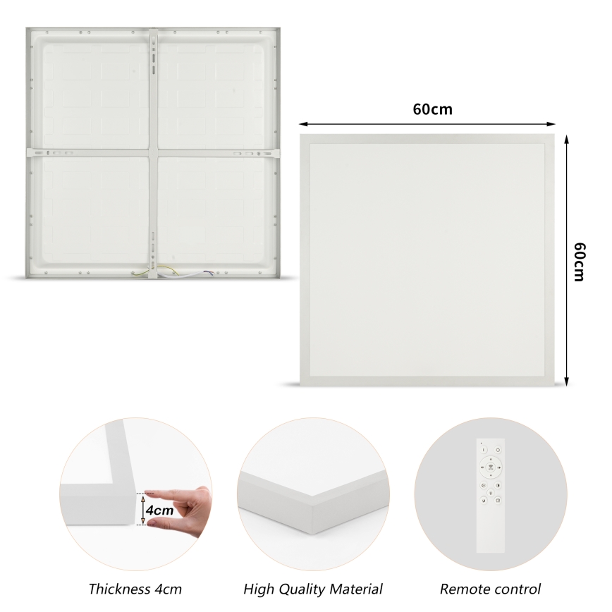 Brilagi - LED Stmívatelné koupelnové stropní svítidlo FRAME SMART LED/50W/230V 60x60 cm 3000-6000K IP44 stříbrná + dálkové ovládání