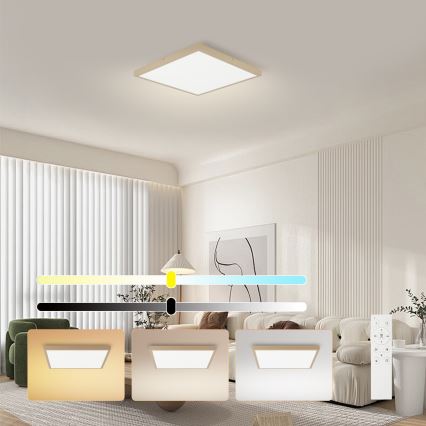 Brilagi - LED Stmívatelné koupelnové stropní svítidlo FRAME SMART LED/50W/230V 60x60 cm 3000-6000K IP44 béžová + dálkové ovládání