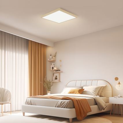 Brilagi - LED Stmívatelné koupelnové stropní svítidlo FRAME SMART LED/50W/230V 60x60 cm 3000-6000K IP44 béžová + dálkové ovládání