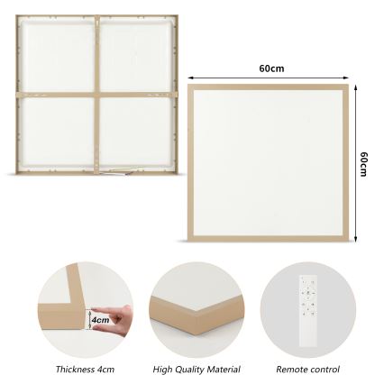 Brilagi - LED Stmívatelné koupelnové stropní svítidlo FRAME SMART LED/50W/230V 60x60 cm 3000-6000K IP44 béžová + dálkové ovládání
