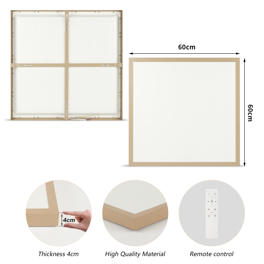Brilagi - LED Stmívatelné koupelnové stropní svítidlo FRAME SMART LED/50W/230V 60x60 cm 3000-6000K IP44 béžová + dálkové ovládání