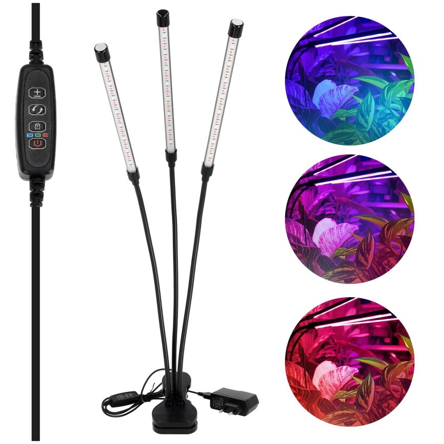 Brilagi - LED Stmívatelná flexibilní stolní lampa s klipem pro pěstování rostlin VITABLOOM 3xLED/10W/230V černá