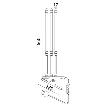 Brilagi - LED Stmívatelná flexibilní stolní lampa s klipem pro pěstování rostlin VITABLOOM 3xLED/10W/230V černá