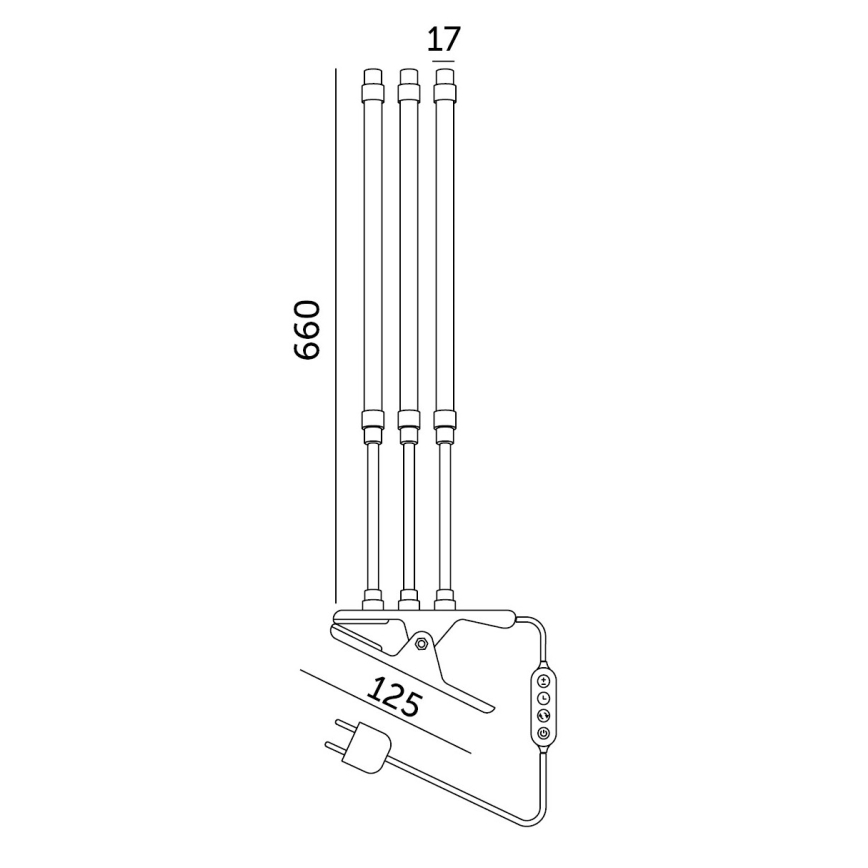 Brilagi - LED Stmívatelná flexibilní stolní lampa s klipem pro pěstování rostlin VITABLOOM 3xLED/10W/230V černá