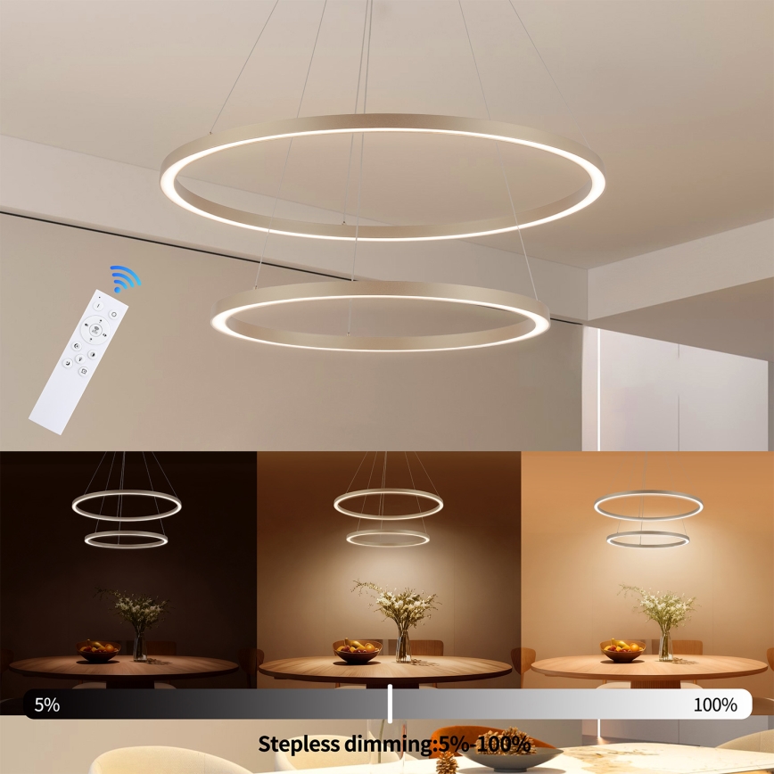 Brilagi - LED Stmívatelný lustr na lanku PORTOFINO LED/98W/230V 3000-6000K pr. 80 cm béžová + dálkové ovládání