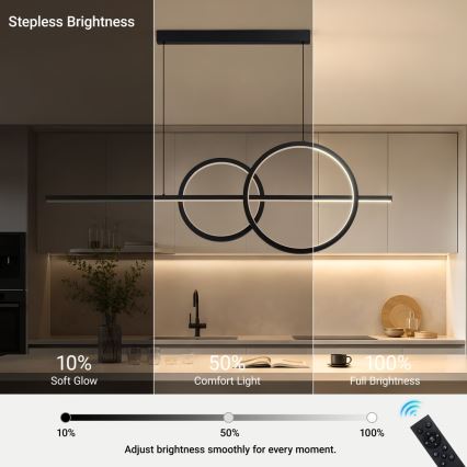 BRILAGI - LED Stmívatelný lustr na lanku SIGNATURE LED/53W/230V 3000-6000K 120 cm černá + dálkové ovládání