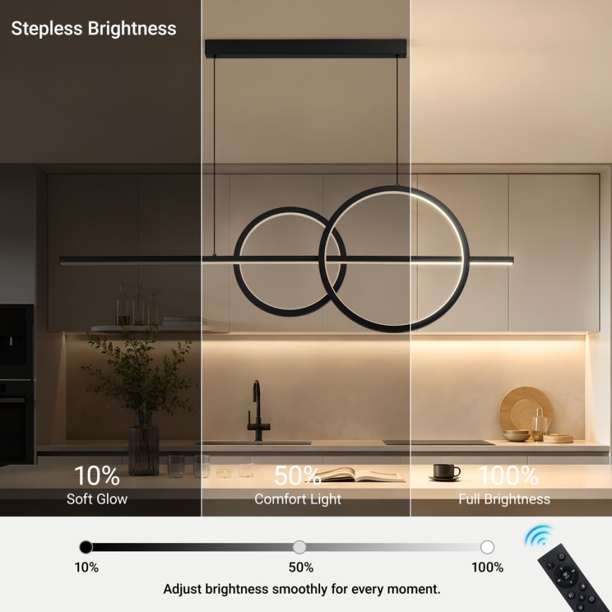 BRILAGI - LED Stmívatelný lustr na lanku SIGNATURE LED/53W/230V 3000-6000K 120 cm černá + dálkové ovládání