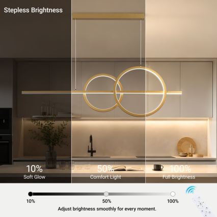 BRILAGI - LED Stmívatelný lustr na lanku SIGNATURE LED/53W/230V 3000-6000K 120 cm zlatá + dálkové ovládání