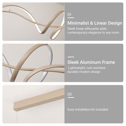 Brilagi - LED Stmívatelný lustr na lanku SIGNATURE LED/55W/230V 3000-6000K 120x23 cm béžová + dálkové ovládání