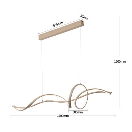 Brilagi - LED Stmívatelný lustr na lanku SIGNATURE LED/55W/230V 3000-6000K 120x23 cm béžová + dálkové ovládání