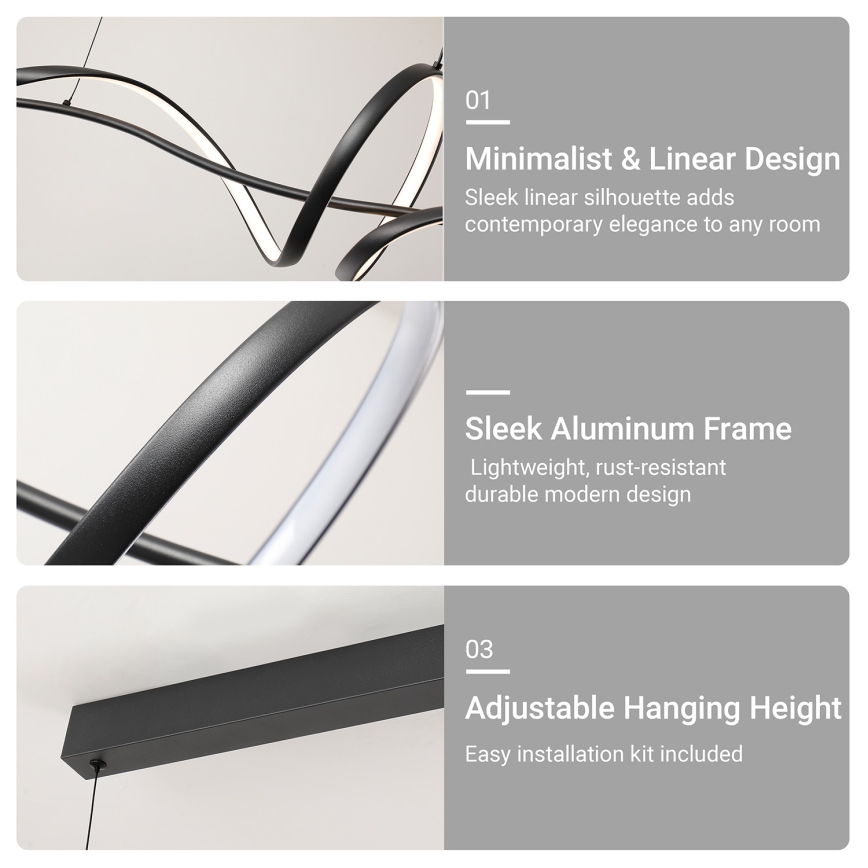 Brilagi - LED Stmívatelný lustr na lanku SIGNATURE LED/55W/230V 3000-6000K 120x23 cm černá + dálkové ovládání