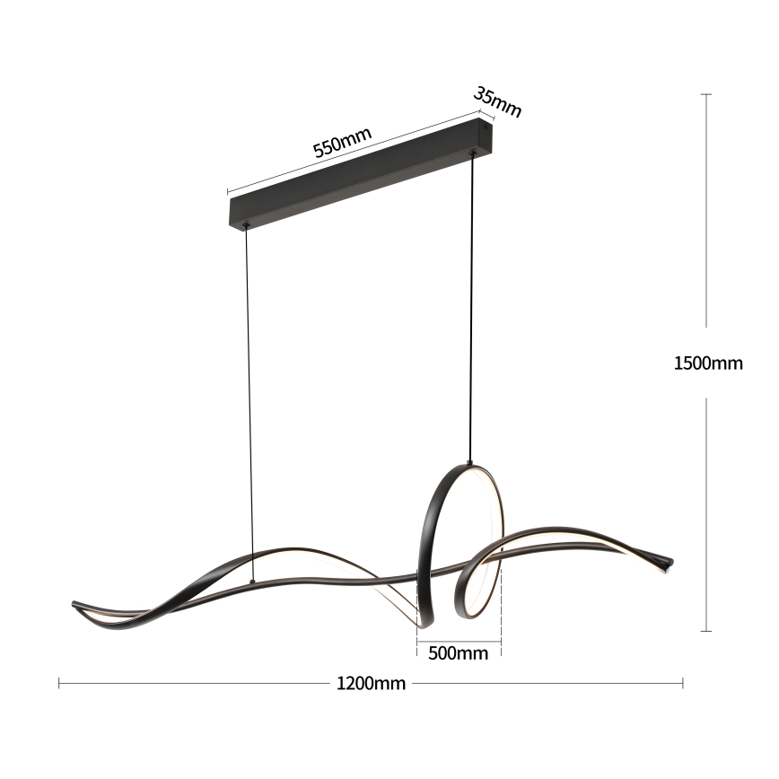 Brilagi - LED Stmívatelný lustr na lanku SIGNATURE LED/55W/230V 3000-6000K 120x23 cm černá + dálkové ovládání