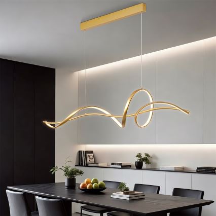 Brilagi - LED Stmívatelný lustr na lanku SIGNATURE LED/55W/230V 3000-6000K 120x23 cm zlatá + dálkové ovládání