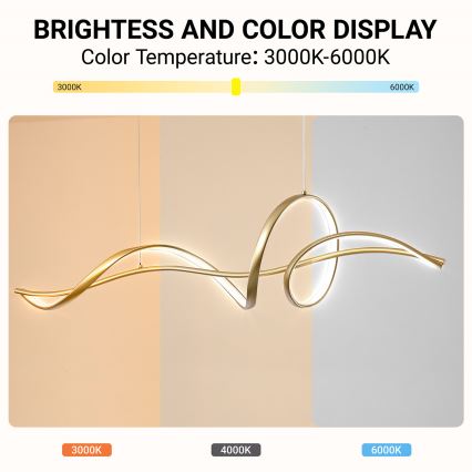 Brilagi - LED Stmívatelný lustr na lanku SIGNATURE LED/55W/230V 3000-6000K 120x23 cm zlatá + dálkové ovládání