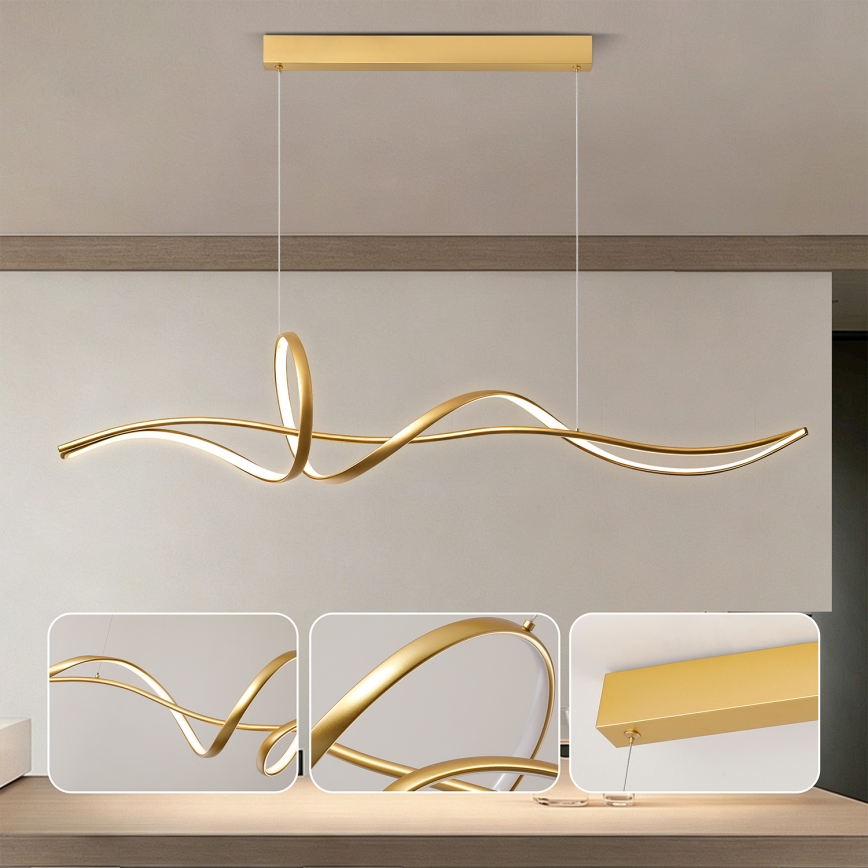 Brilagi - LED Stmívatelný lustr na lanku SIGNATURE LED/55W/230V 3000-6000K 120x23 cm zlatá + dálkové ovládání