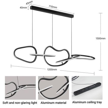BRILAGI - LED Stmívatelný lustr na lanku SIGNATURE LED/80W/230V 3000-6000K 120x25 cm černá + dálkové ovládání