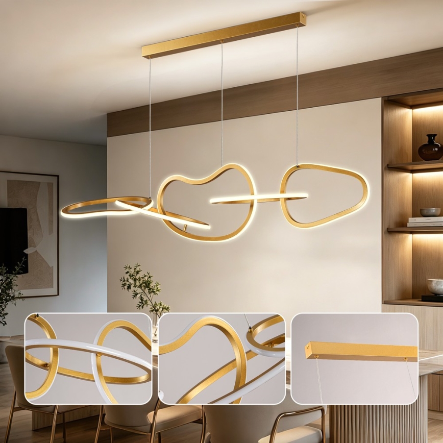 BRILAGI - LED Stmívatelný lustr na lanku SIGNATURE LED/80W/230V 3000-6000K 120x25 cm zlatá + dálkové ovládání